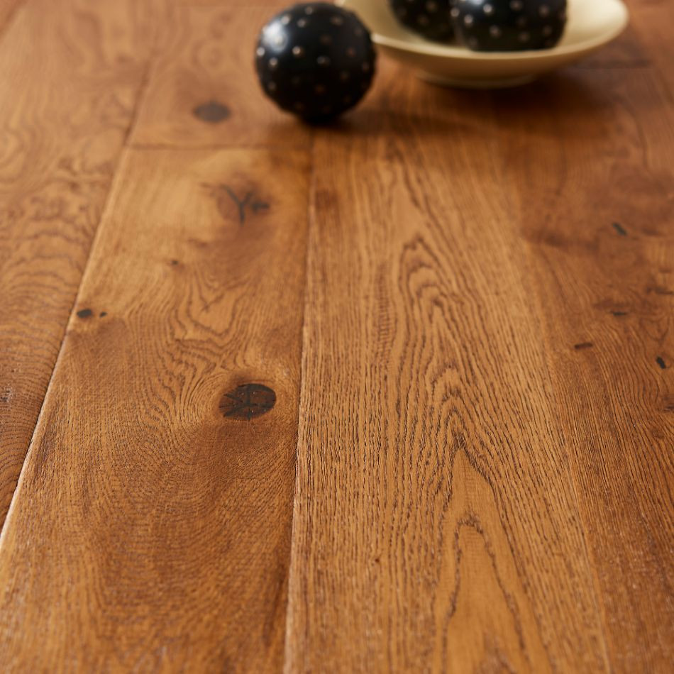 Artisan Flooring Hand Scraped/Distressed/Cognac Stained/Lacquered Traditional 18/4 French Oak