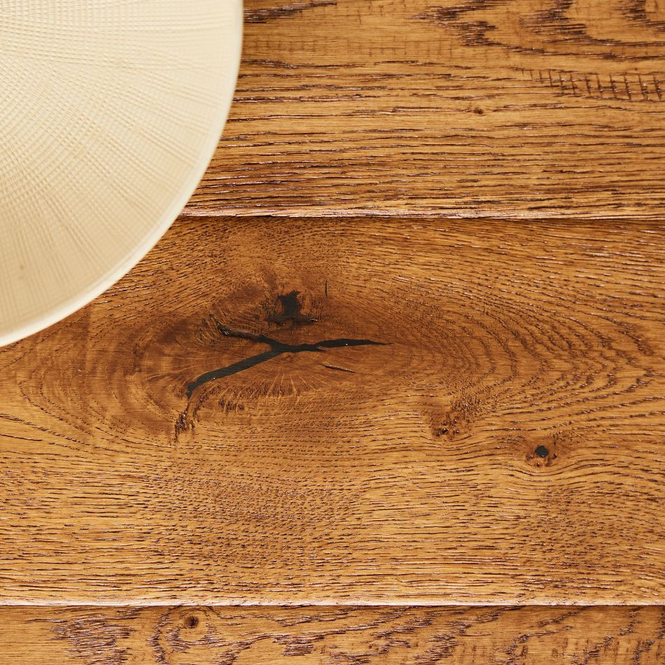 Artisan Flooring Hand Scraped/Distressed/Cognac Stained/Lacquered Traditional 18/4 French Oak